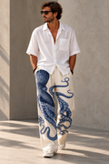 Men's Octopus Print Wide-Leg Pants – Artistic Statement Trousers