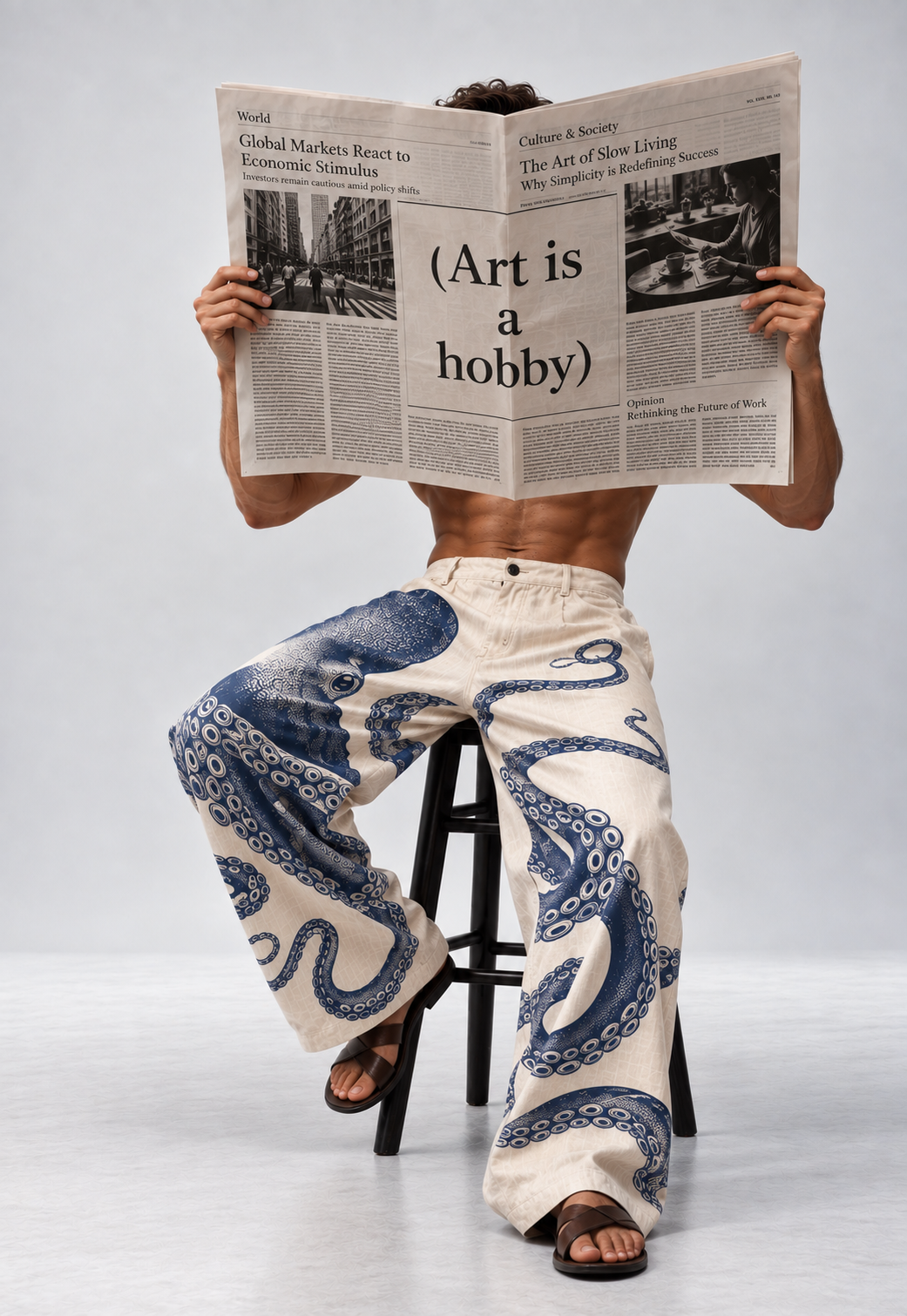 Men's Octopus Print Wide-Leg Pants – Artistic Statement Trousers